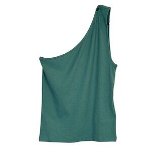 NWT Madewell Supima Rib One Shoulder Tank Trellis Green Size Medium